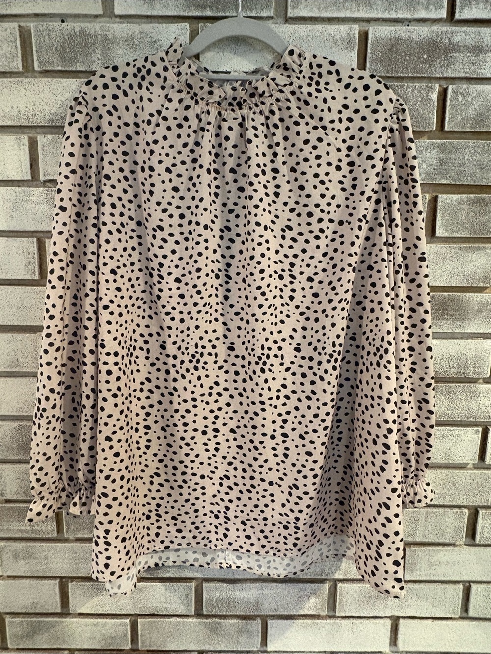 Avanova Women Leopard Blouse Ruffle Mock Neck Business Casual Tops